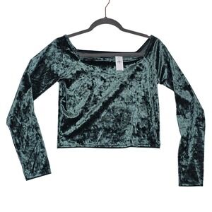GAP Velvet Crop Top in Dark Green